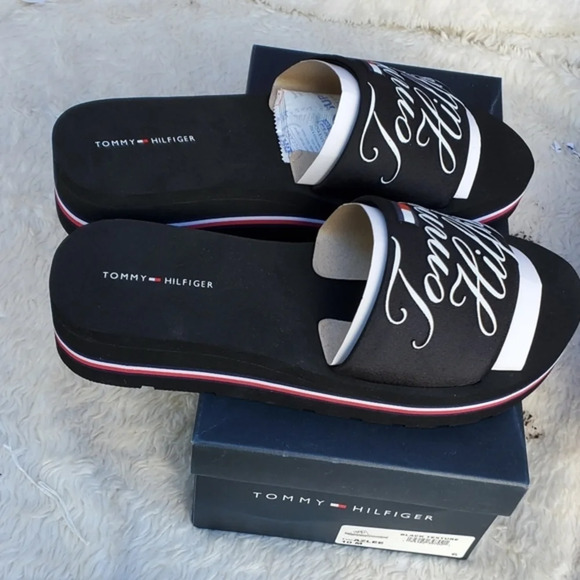 Tommy Hilfiger Signature Flip Flops 10 NEW - Picture 3 of 5